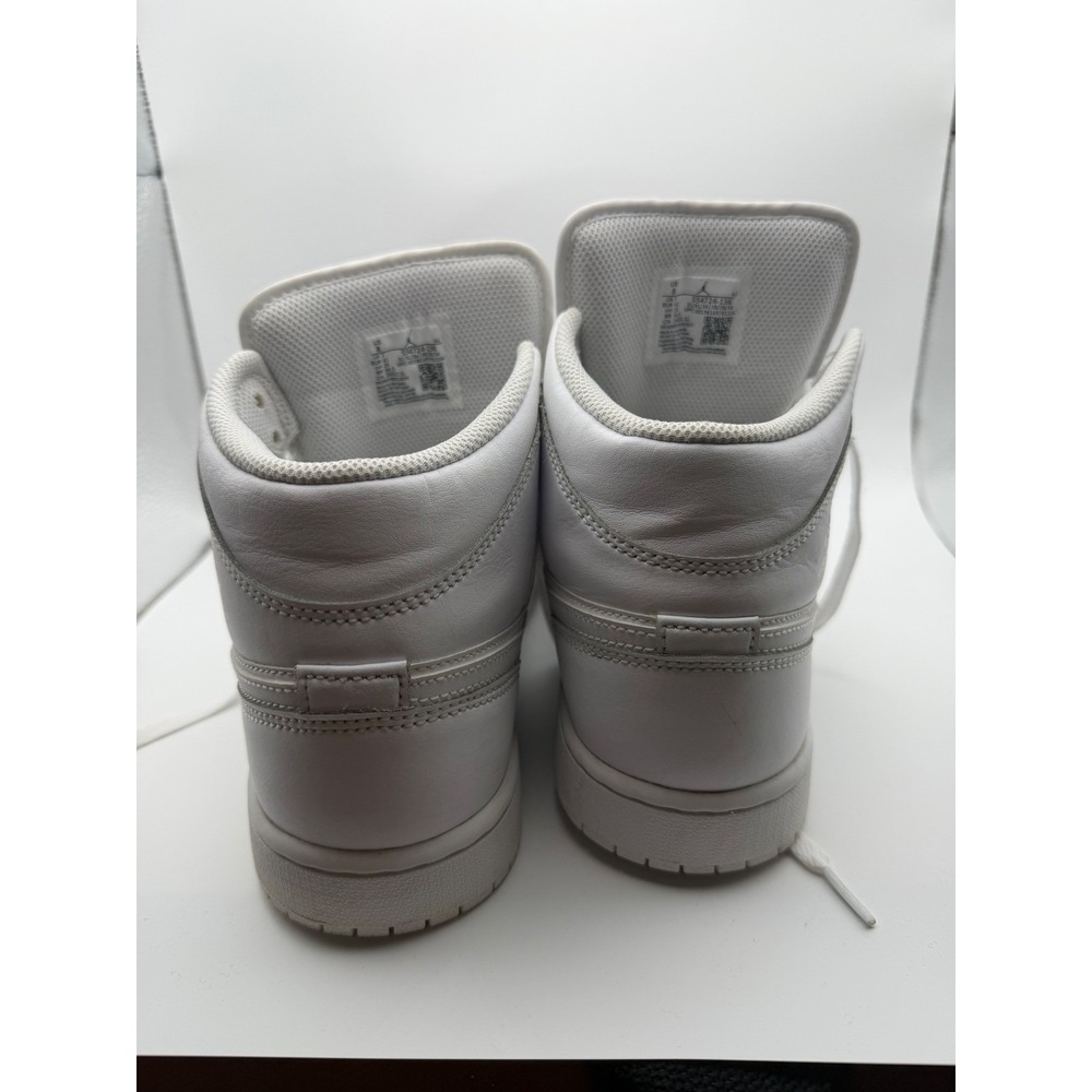 Nike Air Jordan 1 Mid Triple White Leather Sneakers 554724-130 Mens Size 8 - Picture 3 of 12